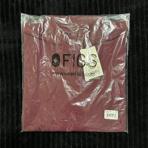 FIGS BURGUNDY SCRUB TOP XXS